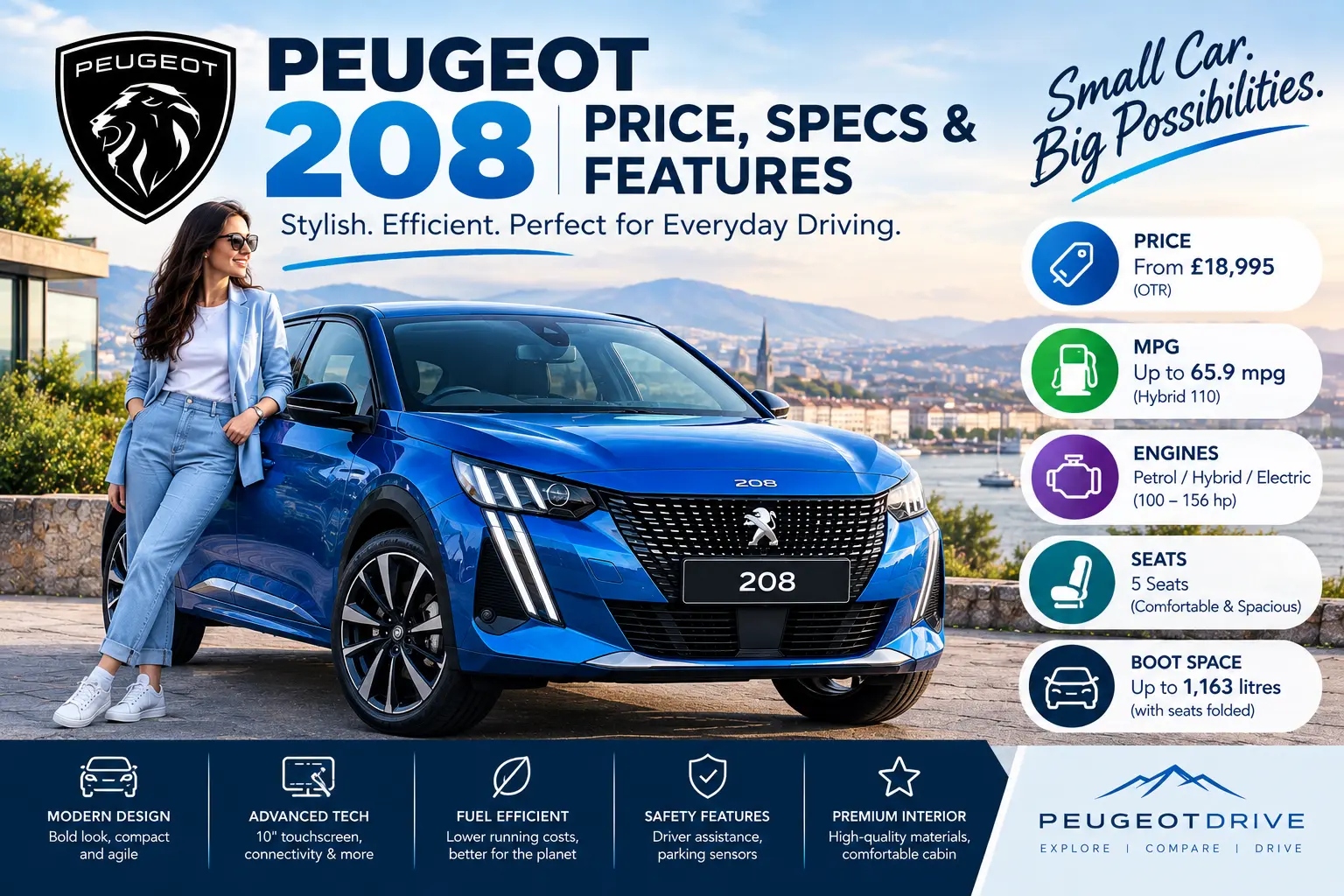 Peugeot 208 Hybrid MPG and fuel consumption display