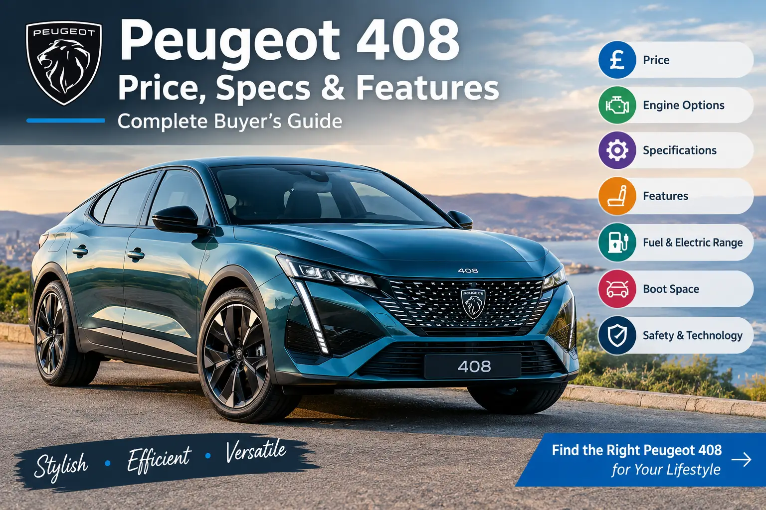 Peugeot 408 exterior showing its fastback design
